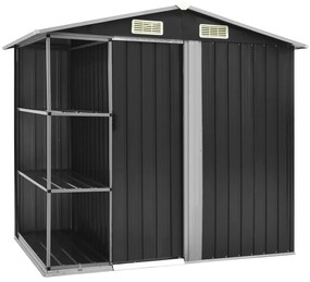 Abrigo de jardim c/ prateleiras 205x130x183 cm ferro antracite