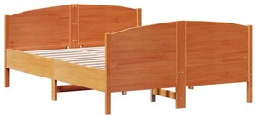 Cama sem colchão 140x200 cm madeira pinho maciça castanho-mel