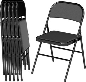 Conjunto de 6 Cadeiras de Jantar Dobráveis (MESA NÃO INCLUIDA), 46 x 45 x 78 cm, Estrutura em Aço, Preto