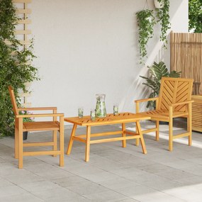 Conjunto de Lounge para Jardim de 3 Peças Madeira Sólida de Acácia