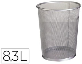 Cesto de Papeis Q-Connect de Rede Metálico Prata Capacidade 8,3 Litros 26x23,5 cm