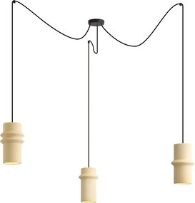 Candeeiro suspenso retro bege 3-luzes - Monti