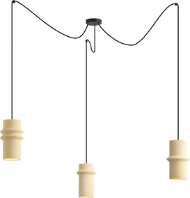 Candeeiro suspenso retro bege 3-luzes - Monti