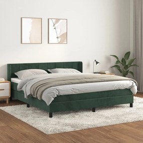 vidaXL Cama com molas/colchão 180x200 cm veludo verde-escuro