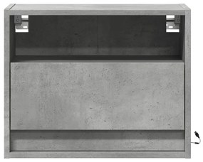 Mesa de cabeceira de parede com luzes LED cinzento cimento