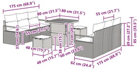 Conjunto de Sofá de Jardim vidaXL com Almofadas Preto Rattan de Poliet