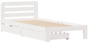 Cama sem colchão 90x190 cm madeira de pinho maciça branco