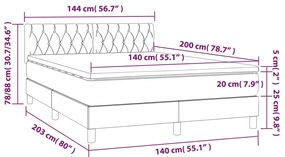 Cama box spring c/ colchão/LED 140x200 cm veludo preto