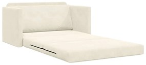Sofá-Cama de Chão 2 em 1 Creme 124x204x61 cm Veludo