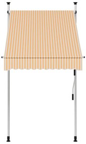 Toldo retrátil manual 100 cm riscas laranja e branco