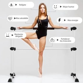 Barra dupla para ballet portátil com altura ajustável para meninas Adultos Fitness Dançar Alongar músculos 124,5 x 71 x 120 cm Prata