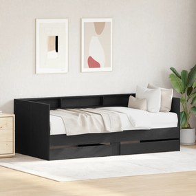 vidaXL Cama de Dia com Gavetas Cinza Concreto 90x200 cm Madeira Reforçada