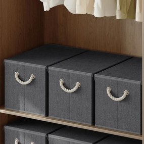 Conjunto de 3 Caixas de armazenamento com tampa, cinza ardósia