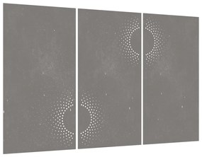 Decoração p/ muro de jardim 3pcs 105x55cm aço corten design sol