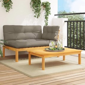 vidaXL 2 pcs móveis de paletes p/ jardim com almofadões acácia maciça