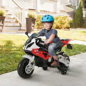 HomCom® Moto Eléctrica Infantil para Crianças 3-8 Anos Batería 12V 2 Motores com Luzes e Sons 110x47x69cm PP