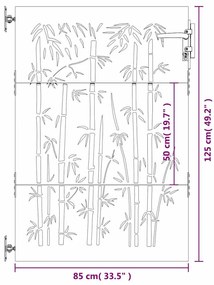 Portão de jardim 85x125 cm aço corten design bambu