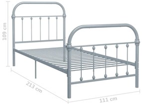Estrutura de cama 100x200 cm metal cinzento