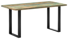 Mesa de jantar 160x80x75 cm madeira recuperada maciça