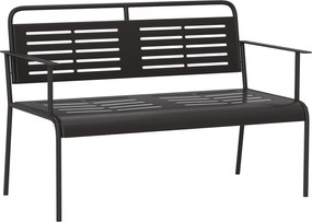 Outsunny -Sitzer Banco de jardim, banco resistente às intempéries, mobiliário resistente à água com encosto e apoios de braço 121 x 64 x 84cm, Preto | Aosom Portugal