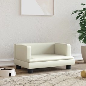 vidaXL Cama para cães 60x40x30 cm couro artificial cor creme