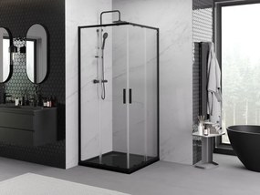 Mexen Exo-S Duo cabine de duche quadrada deslizante 90 x 90 cm, transparente, preta - 8111-090-090-70-00