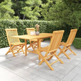 vidaXL 5 pcs conjunto de jantar para jardim madeira de teca maciça