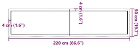 Prateleira de parede 220x50x(2-6) cm carvalho tratado castanho