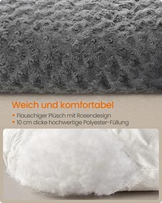 Cama para cães L 95 x 60 cm com estofamento macio cinza ardósia