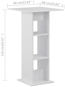 Mesa de bar 60x60x110 cm branco