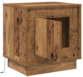 Cômodas de cabeceira com luzes LED 2 pcs Madeira velha 44x34,5x45 cm