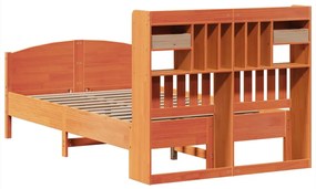 Cama com estante sem colchão 135x190 cm pinho maciço