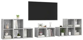 8 pcs conjunto de móveis de TV derivados madeira cinza cimento