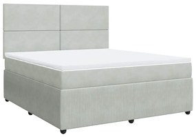 Cama com molas/colchão 180x200 cm veludo cinzento-claro