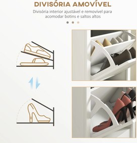 Sapateira Estreita com Prateleiras Ajustáveis e Compartimento Aberto para 10 Pares de Sapatos 58x24x105 cm Branco