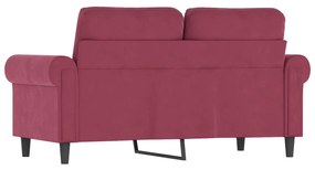 Sofá de 2 lugares veludo 120 cm vermelho tinto