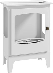HOMCOM Lareira Bioetanol 7000BTU com Apagador de Aço Inoxidável Depósito de 1,2L Tempo de Combustão 3h para Interiores 20-25 m² 39x26x54 cm Branco | Aosom Portugal