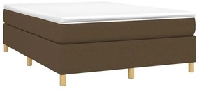 Estrutura de cama sem colchão 140x190 cm tecido castanho-escuro