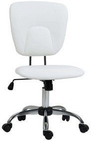 Vinsetto Cadeira Escritório Giratória Couro PU Altura Ajustável Função Basculante Confortável Design Moderno 50x54x87,5-96,5cm Branco