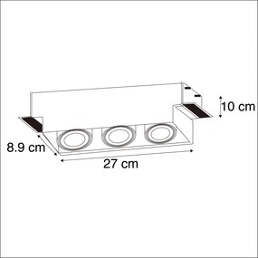 Foco de encastrar branco dirigível 3-luzes trimless - ONEON 3 Trimless Design,Moderno