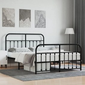 352596 vidaXL Estrutura de cama com cabeceira e pés 140x190 cm metal preto