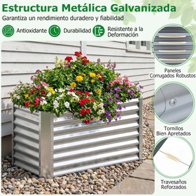 Floreira Elevada, 119,5 x 61,5 x 60,5 cm, Fundo Aberto, Prateado