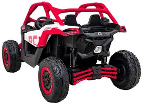 Carro elétrico para Crianças 24V 4x200W 2 Lugares, Buggy Can-Am Maverick Turbo RR Rodas de EVA, Assento de couro Vermelho