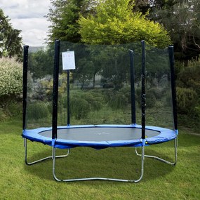 HOMCOM Cama Elástica Ø244cm com Rede de Segurança Conjunto para Jardim Carga máx. 100kg Azul e Preto