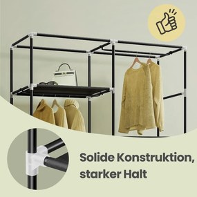 Guarda roupa  45 x 127 x 180 cm, em tecido e plástico com bolsos laterais preto