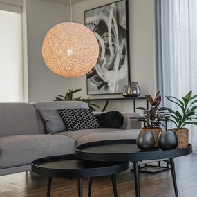 Candeeiro de suspensão rústico branco 35 cm - Corda