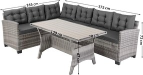 Conjunto Jardim de canto em Polyrattan Lisboa, incluindo almofadas cinzento/antracite