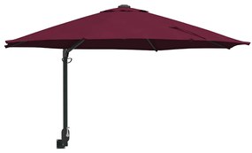 Parasol de Jardim Montado na Parede Bordeaux Vermelho 250 cm