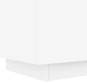 Mesa de cabeceira com luzes LED derivados de madeira branco