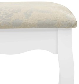 Conj. toucador c/ banco 100x40x146cm madeira paulownia branco